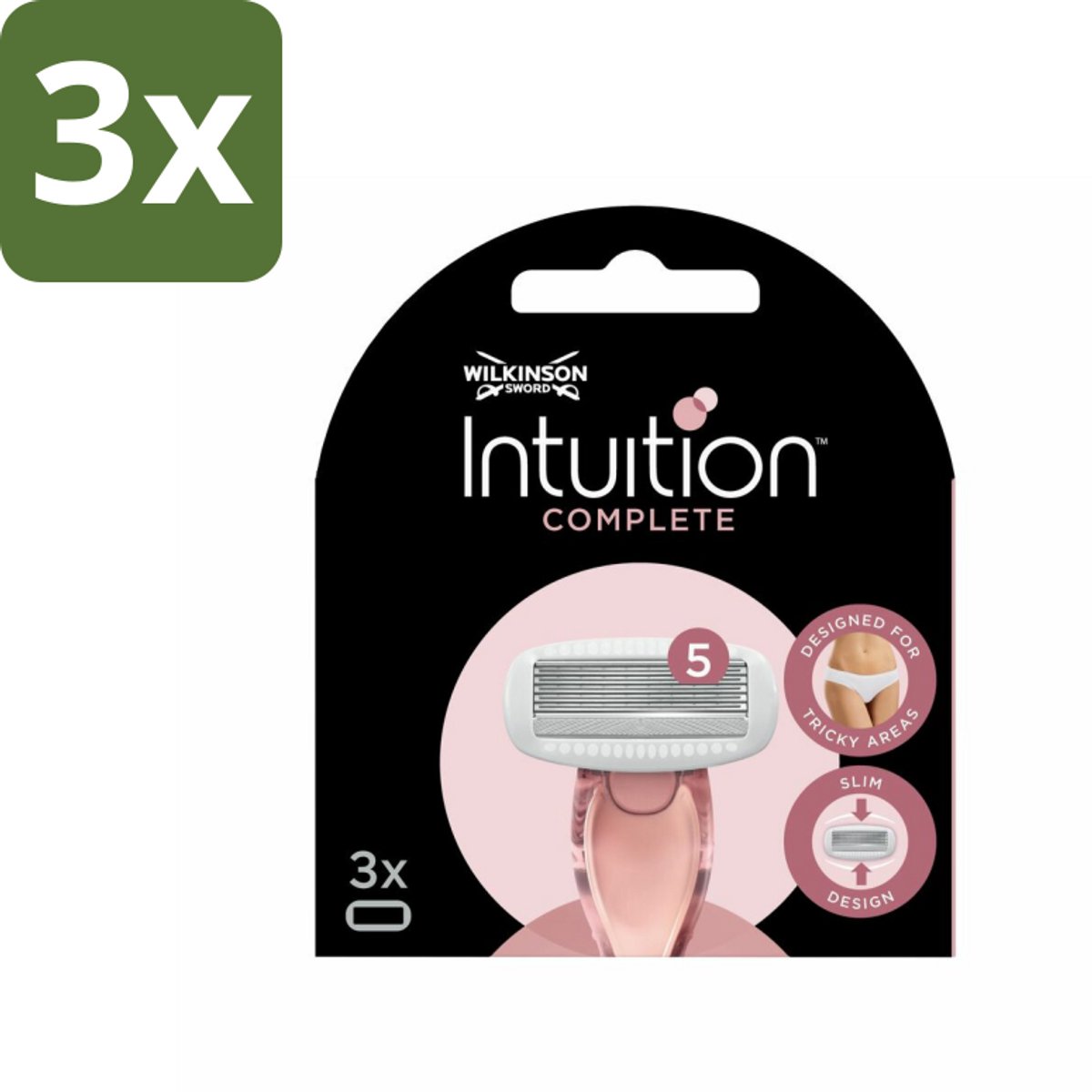 Wilkinson Sword - Navulmesjes - Intuition Complete - Compatibel - 3 mesjes - Bulkverpakking - 3 stuks