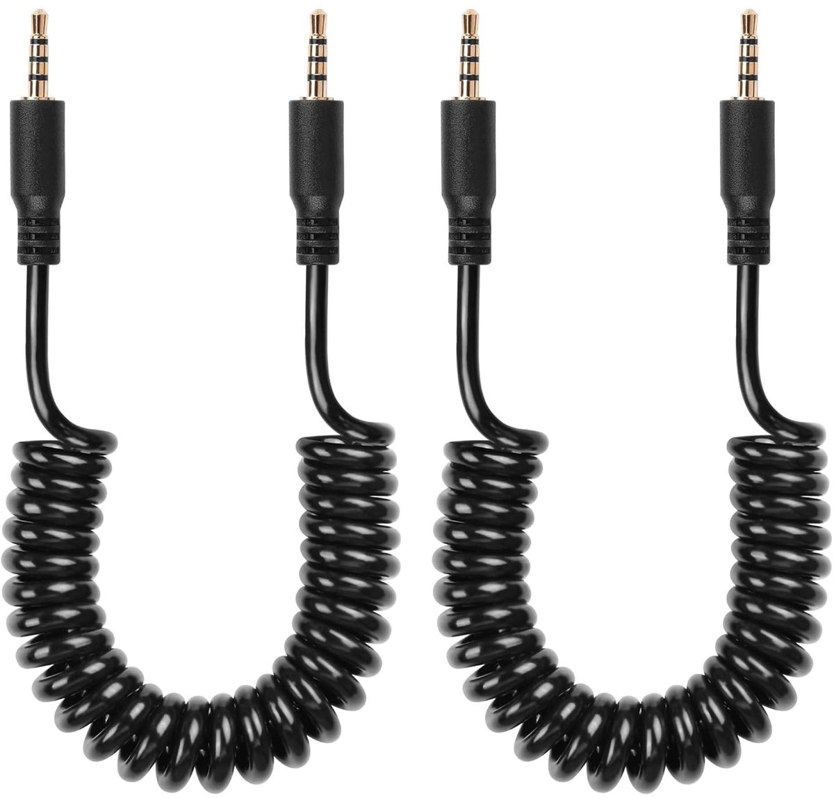 AUX audiokabel 2.5mm - coiled - TRRS male naar male - ideaal voor camera en hoofdtelefoon - ShopVlot