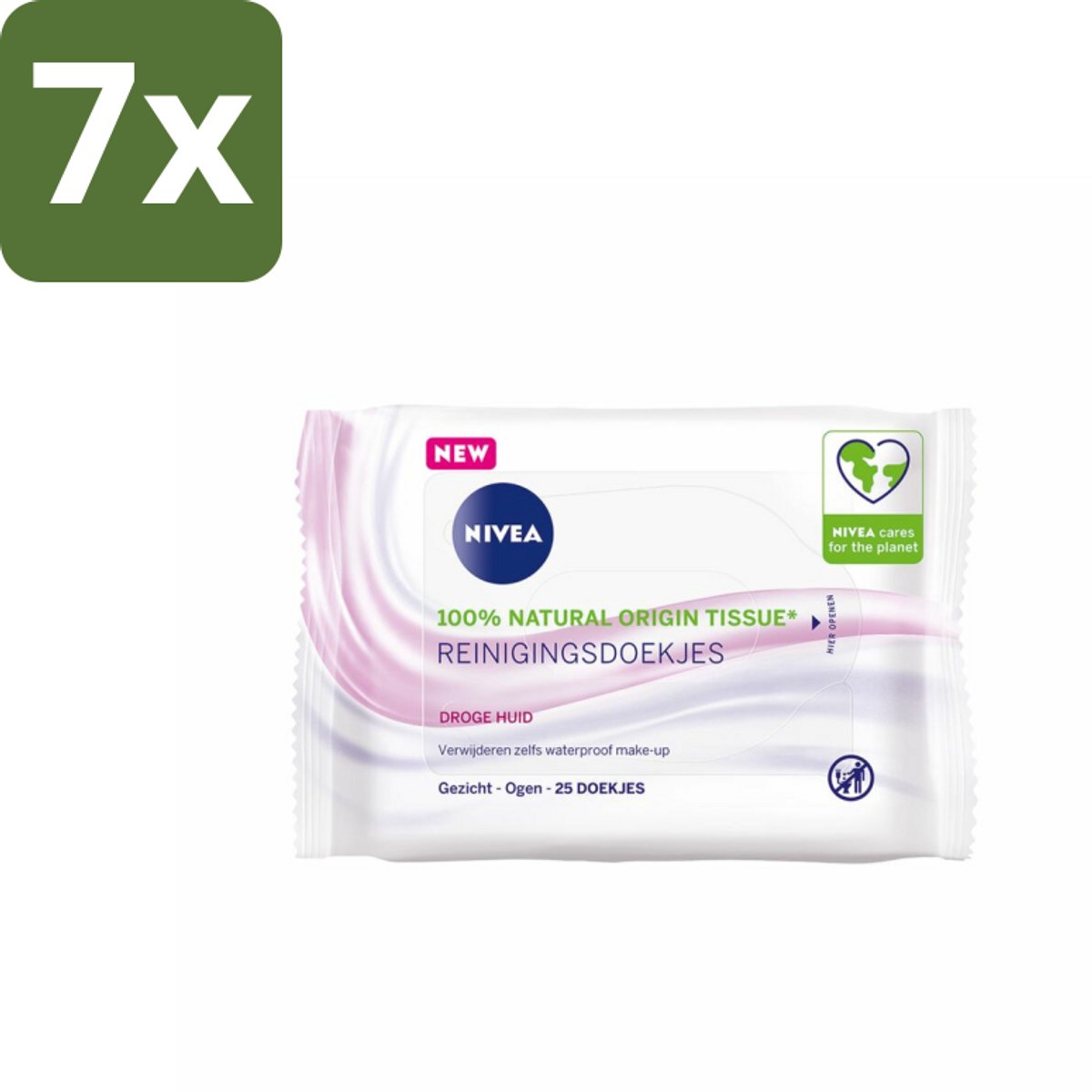 NIVEA - Reinigingsdoekjes - Verzachtend - Droge Huid - Verwijdert Waterbestendige Make-up - 25 Doekjes - Bulkverpakking - 7 stuks