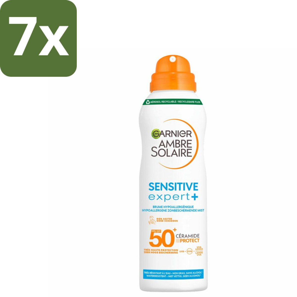 Garnier - Ambre Solaire - Mist Spray - Sensitive Expert+ - SPF 50+ - 150 ml - Bulkverpakking - 7 stuks