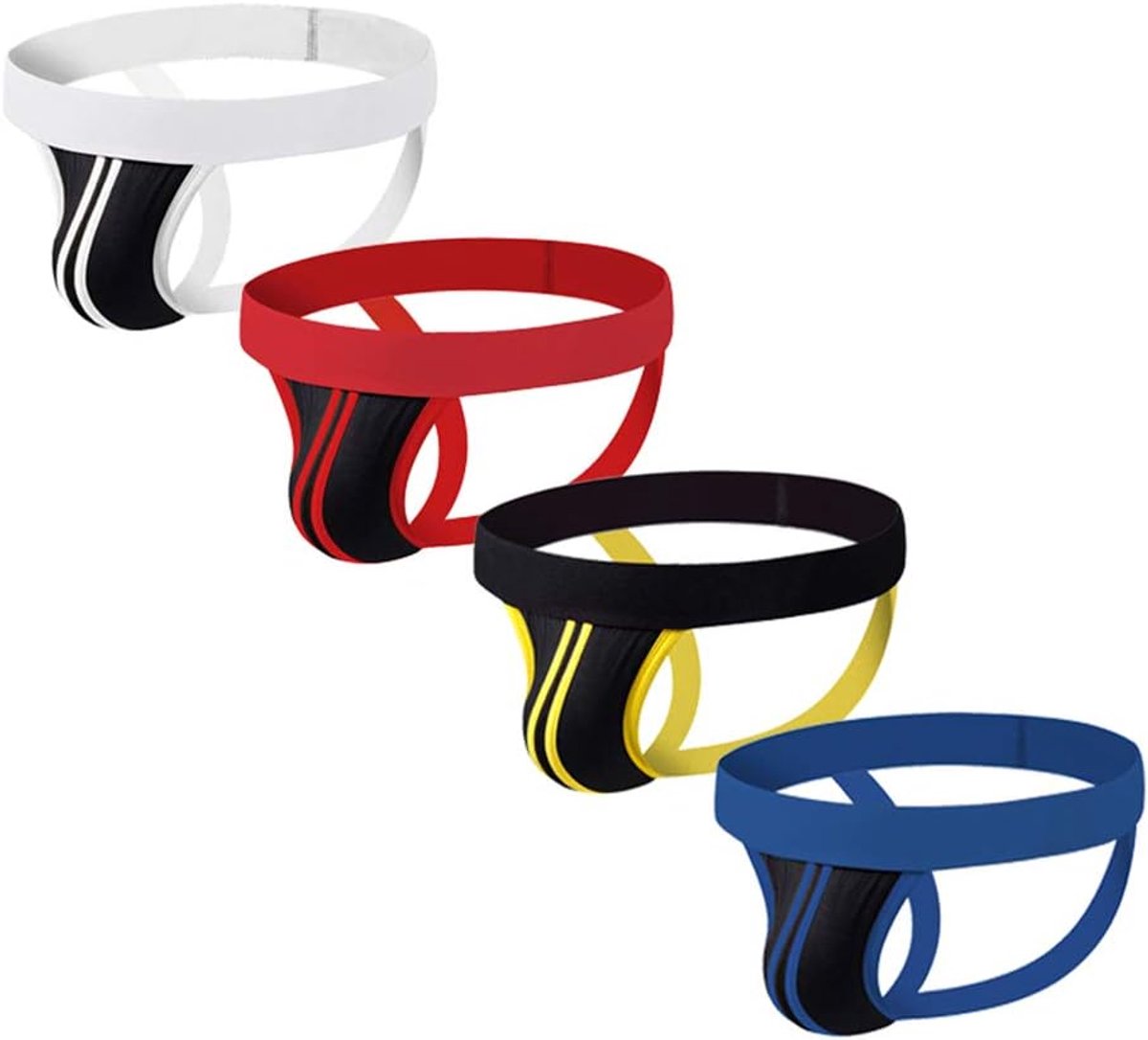 Summer Code Men's Jockstrap Pack Striped Cotton Jock Straps Supporter - ShopVlot