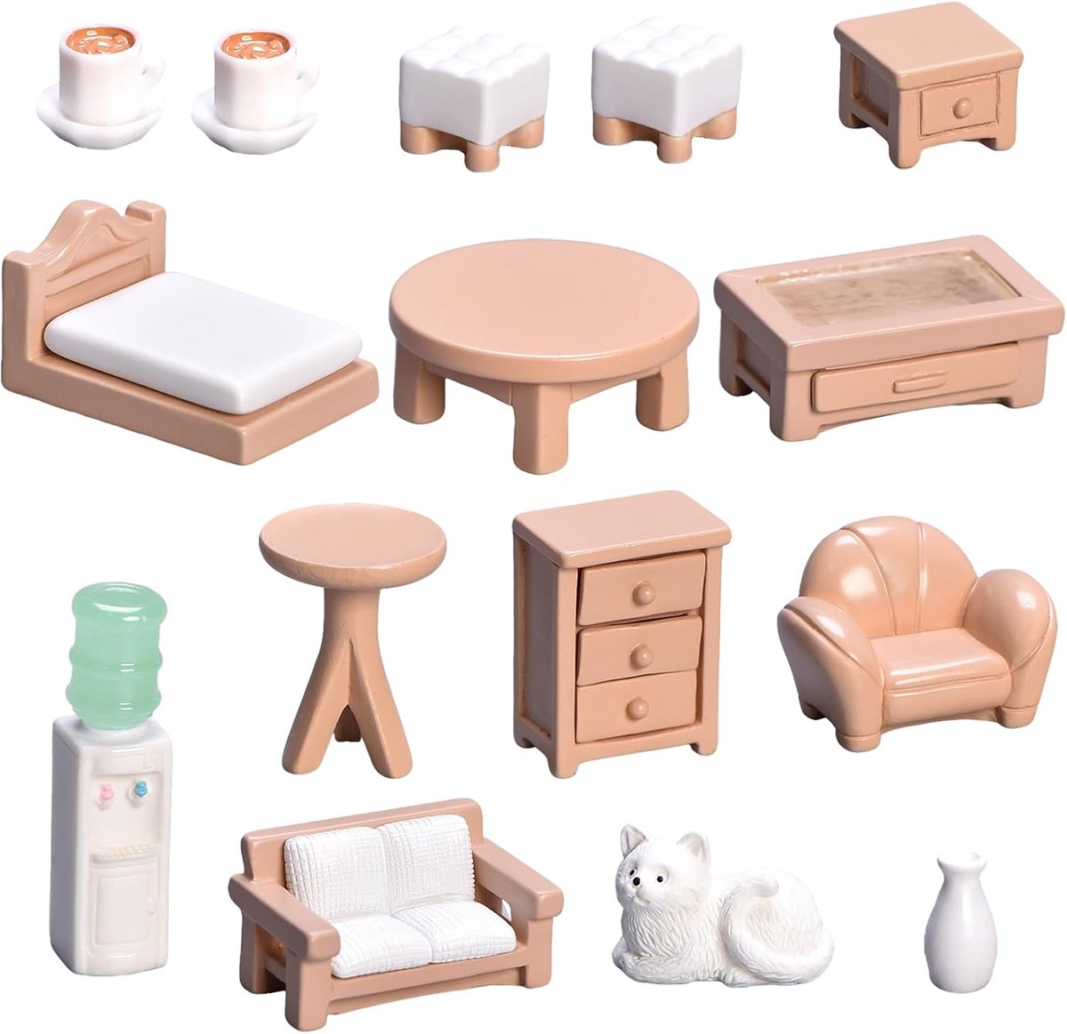 15 Pieces Furniture Dollhouse, Wooden MiniBaby Dollhouse, Dolls Articles, Miniatures, Toys for Girls, Baby - ShopVlot
