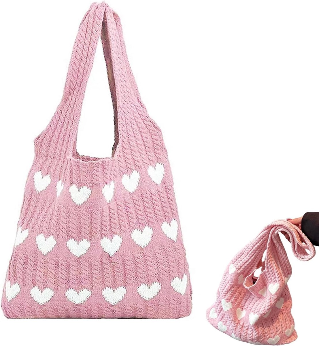 dogmoon Knitted Shoulder Bag, Aesthetic Crochet Bag, Ladies Knitted Bag, Lightweight Knitted Tote Bag, Shoulder Bag - ShopVlot