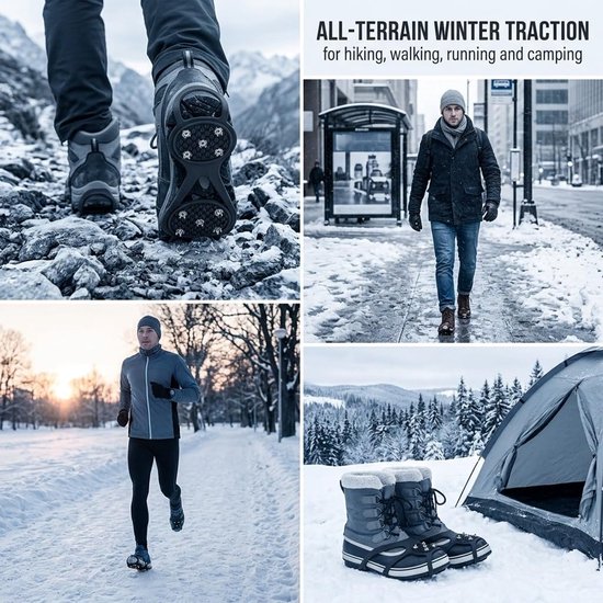 2 Paar 5-zijdige antislip spikes voor schoenen, winter grip voor outdoor activiteiten — afbeelding 4