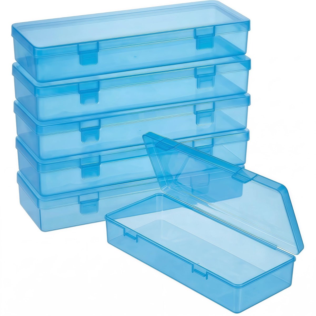 Forever bene 6 Stuks Lange Plastic Opbergdozen (15,5 x 6,5 x 3 cm) – Transparante Rechthoekige Bakjes voor Diamond - ShopVlot