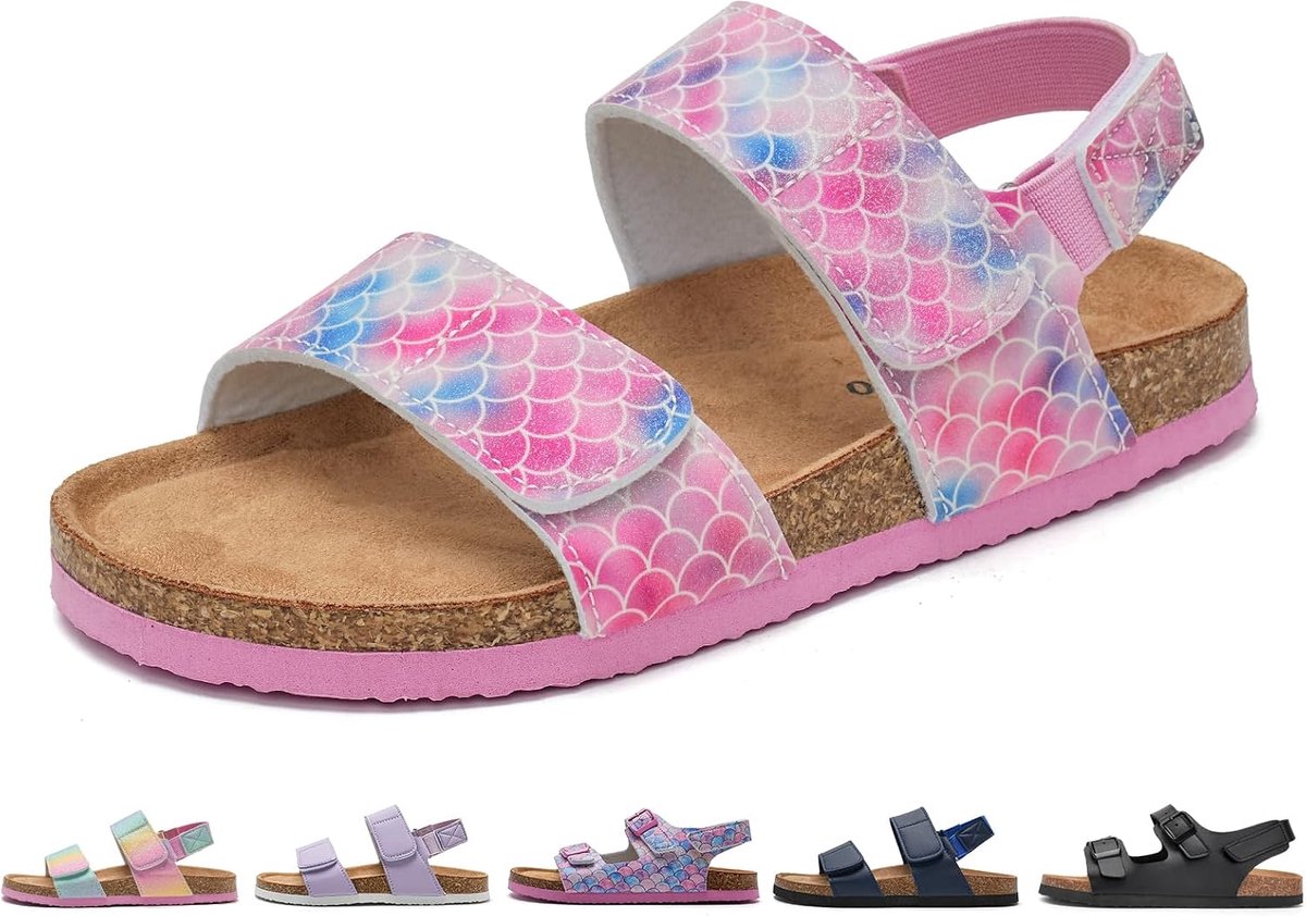 Torotto Sandals for Girls and Boys, Cork Summer Sandals with Strap, Adjustable Buckle, Non-Slip Shoes for Indoor and - ShopVlot