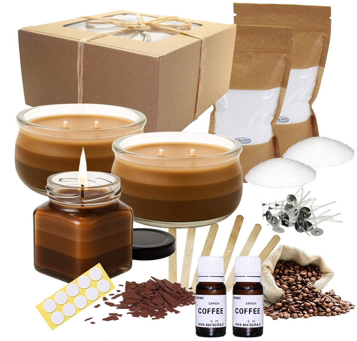 Doe-het-zelf Kaarsenmaakset Cadeau met Koffiearoma