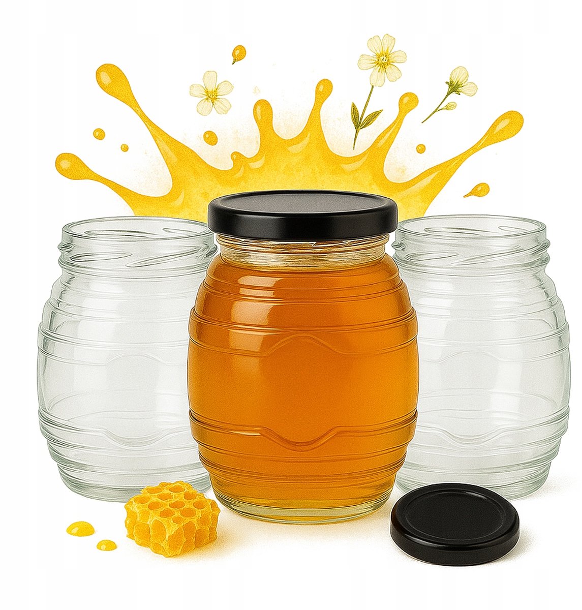 5x Glazen Pot UL 380 ml - Honing, Jam, Crèmes, Cadeau