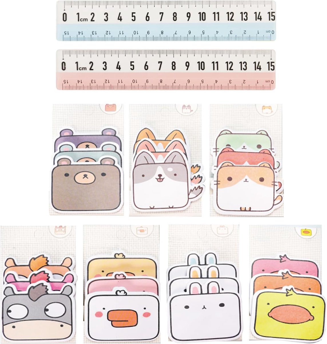 7 notebooks with cartoons and 2 rulers, animal notebooks, self-adhesive notebooks, cute stationery, school materials - ShopVlot