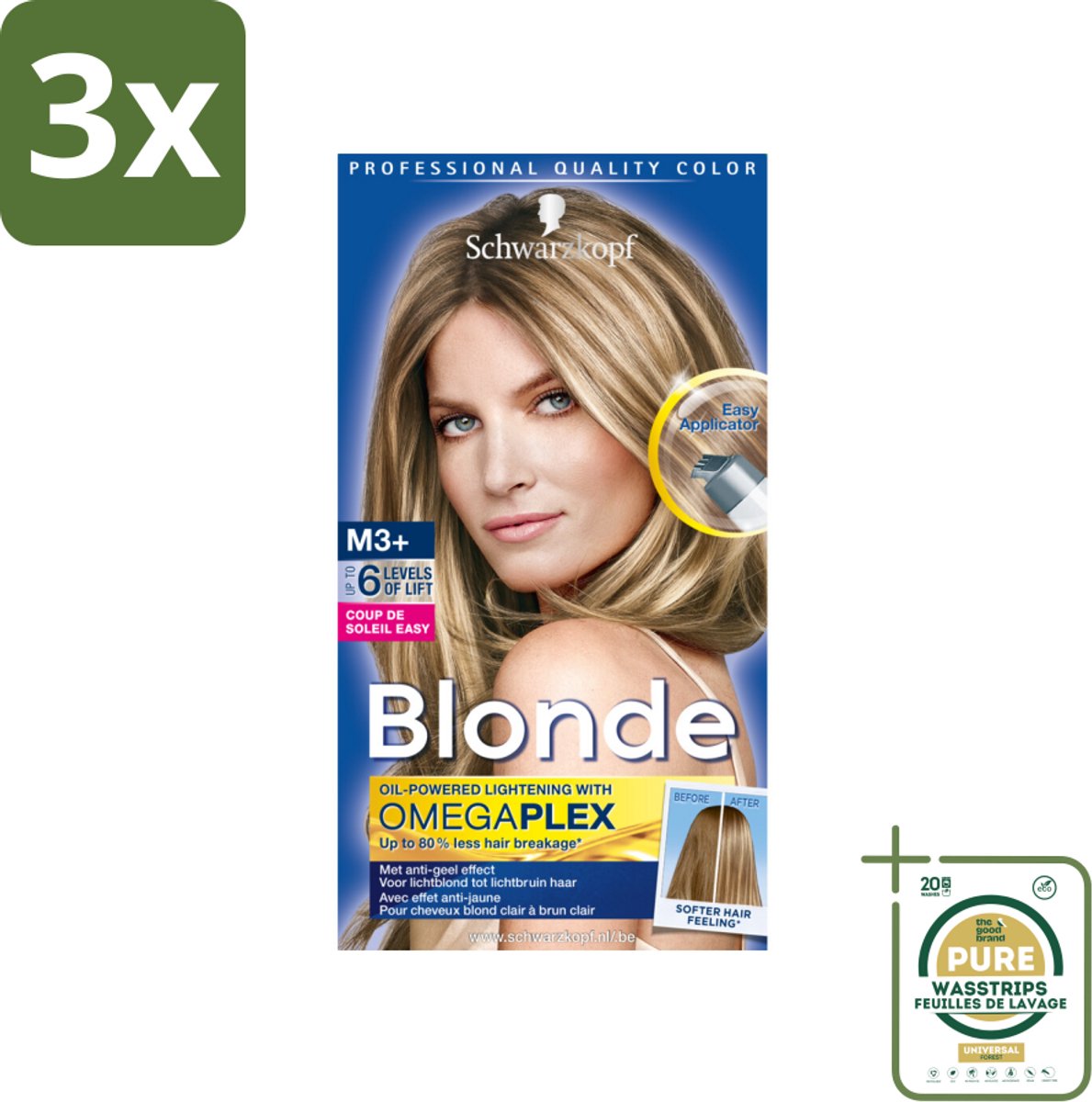 3 x Schwarzkopf - Haarverf - Coupe de Soleil Easy Highlighter M3+ - Grootverpakking - Haarkleuring - Highlights - Blonde - Zonlicht - Haarverf