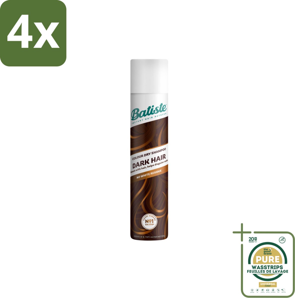 Batiste - Dark & Deep Brown - Droogshampoo - Speciaal Voor Donkerbruin Haar - Verfrist en Geeft Volume - 200ml - Voordeelverpakking - 4 stuks - Haarverfrissers - Haarvolume