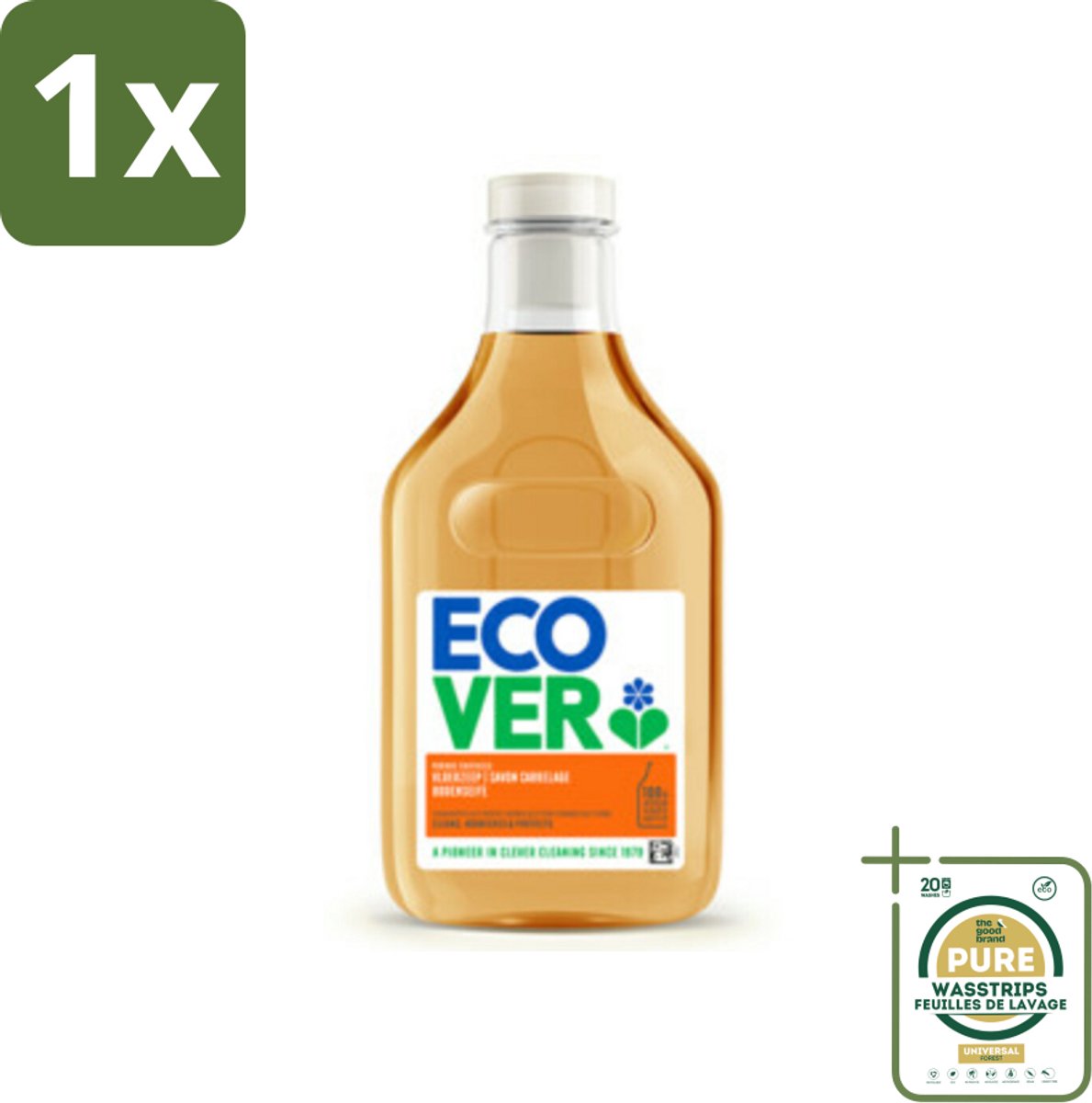 1 x Ecover - Vloerzeep - Sinaasappel & Citroen - 1 liter- Vloerzeep - Natuurlijke Reiniging - Plantaardige Vloerzeep - Reinig Vloer - Natuursteen Reinigen
