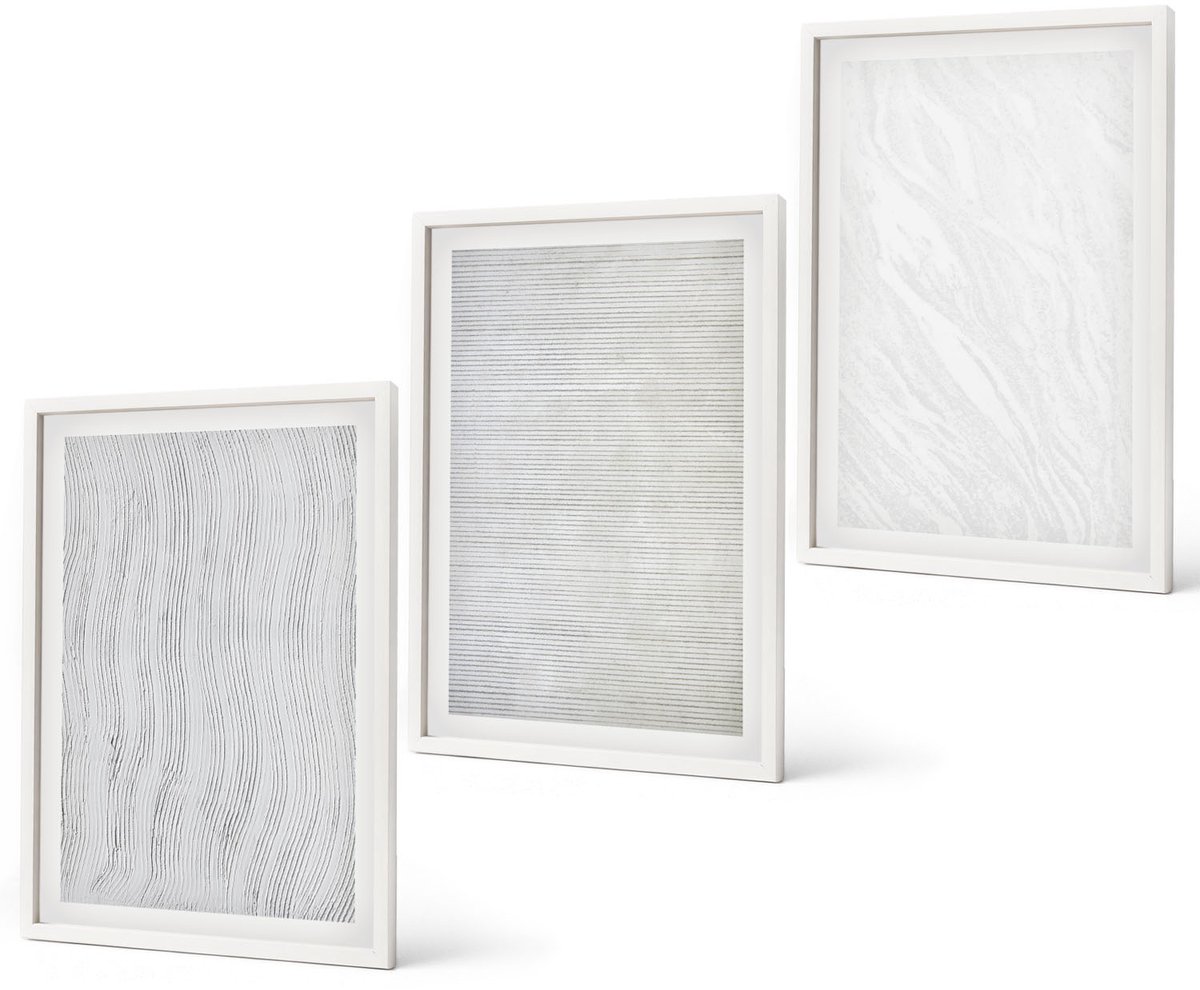 Coloray 3-Delige Schilderij Set - Heldere Structuren, Snaarpatronen Op Zand - 40 x 60 - Wanddecoratie - Muurdecoratie - Woonkamer - Moderne Wanddecoratie