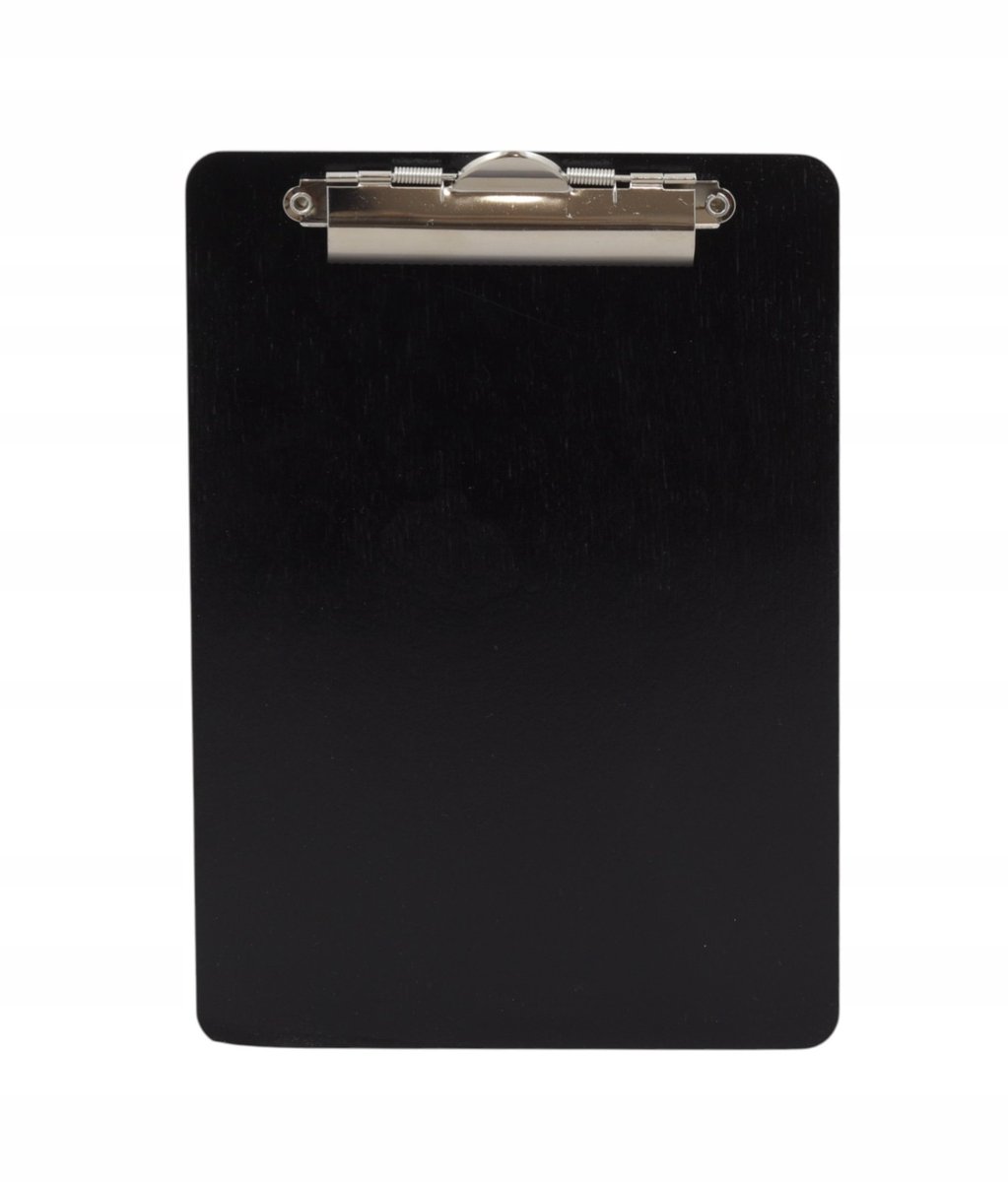Zwart houten A5 clipboard met zilveren klem