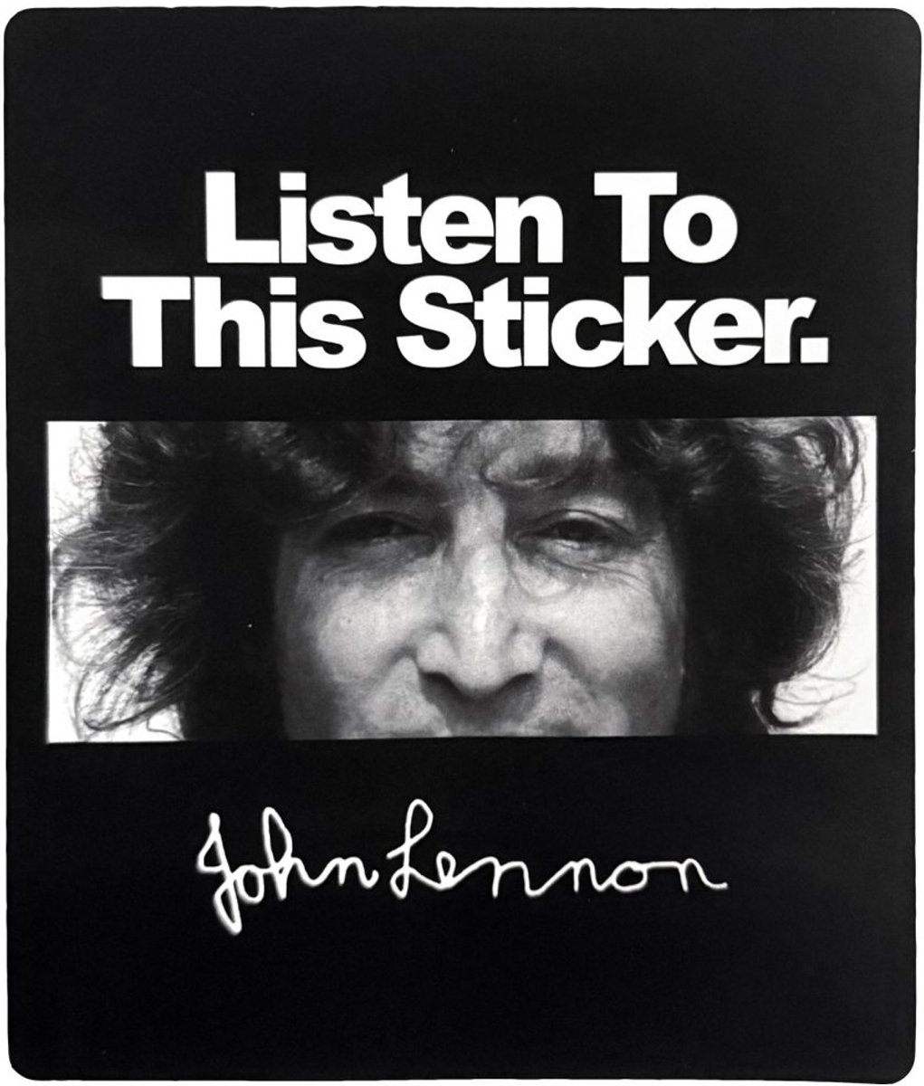 John Lennon - Listen Sticker - Zwart/Wit