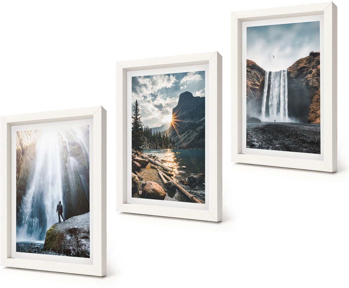 Coloray 3-Delige Schilderij Set - Watervallen in de bergen met prachtige natuurlijke landschappen - 20x30 - Muurdecoratie - Interieur Decoratie - Stijlvolle Muurdecoratie