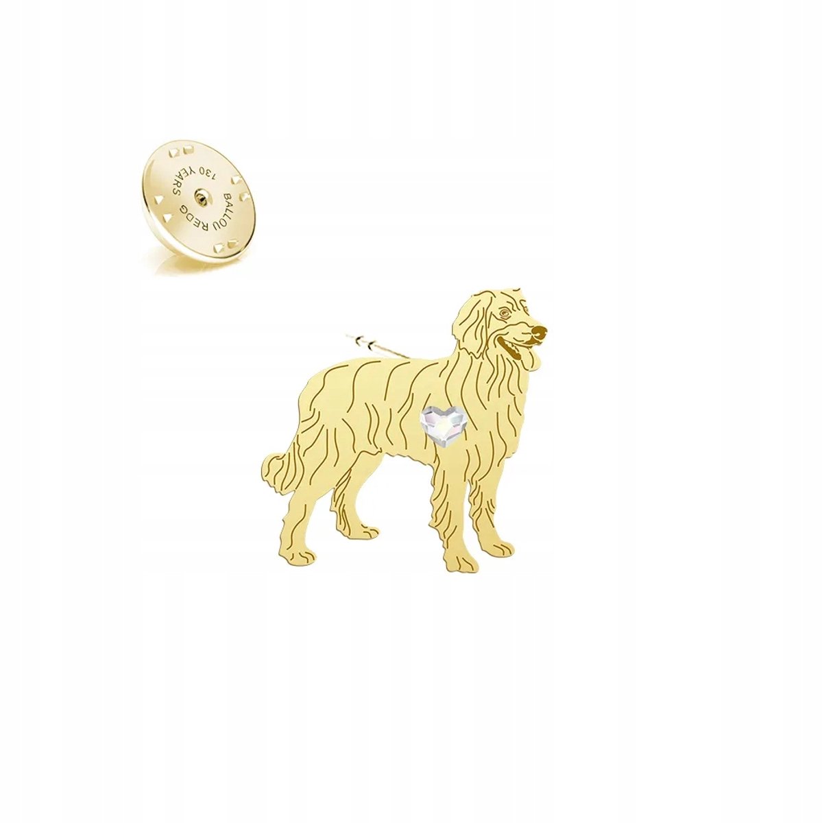 Vergulde Hovawart Broche - 925 Zilver & Kristal - Uniek Cadeau