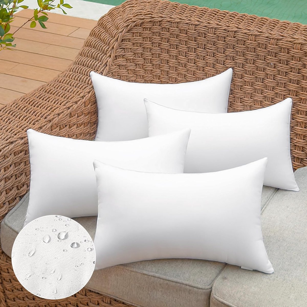 Kussen voor buiten 30 x 50 cm - waterdicht - set van 4 - stijlvolle decoratie voor terras - ShopVlot