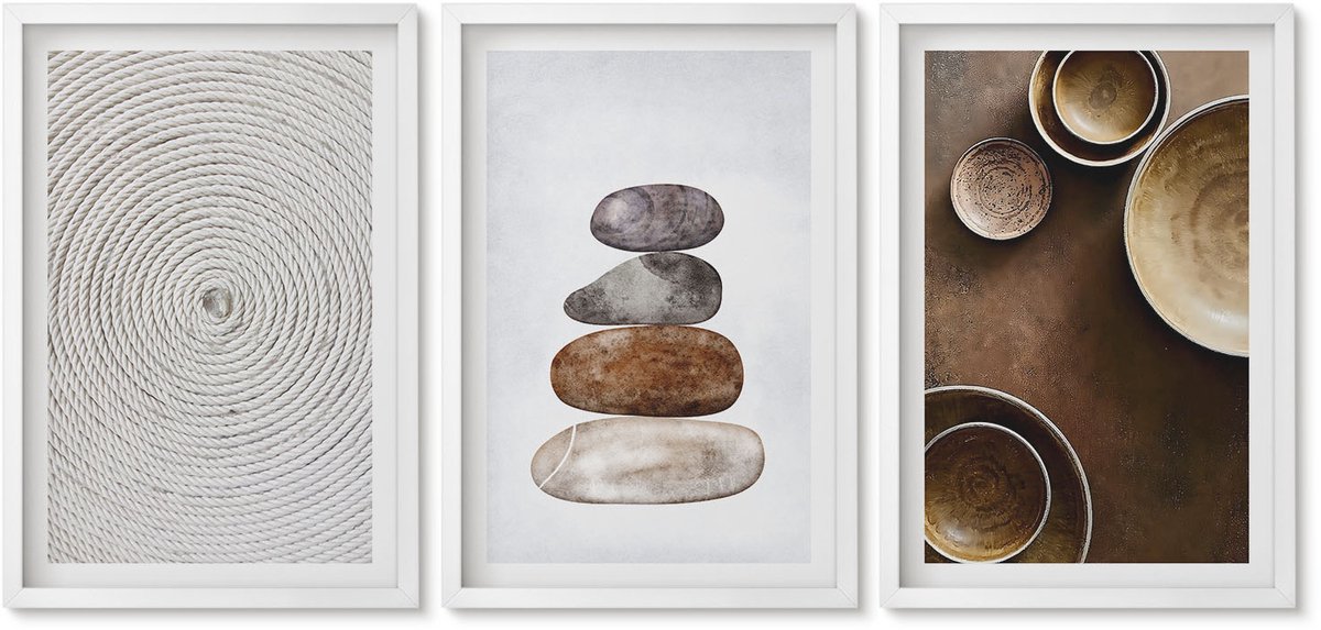 Wallfluent 3-Delige Schilderij Set - Texturen In De Kunst En Modern Design. - 40 x 60 - Muurdecoratie - Wanddecoratie - Hal - Moderne Wanddecoratie