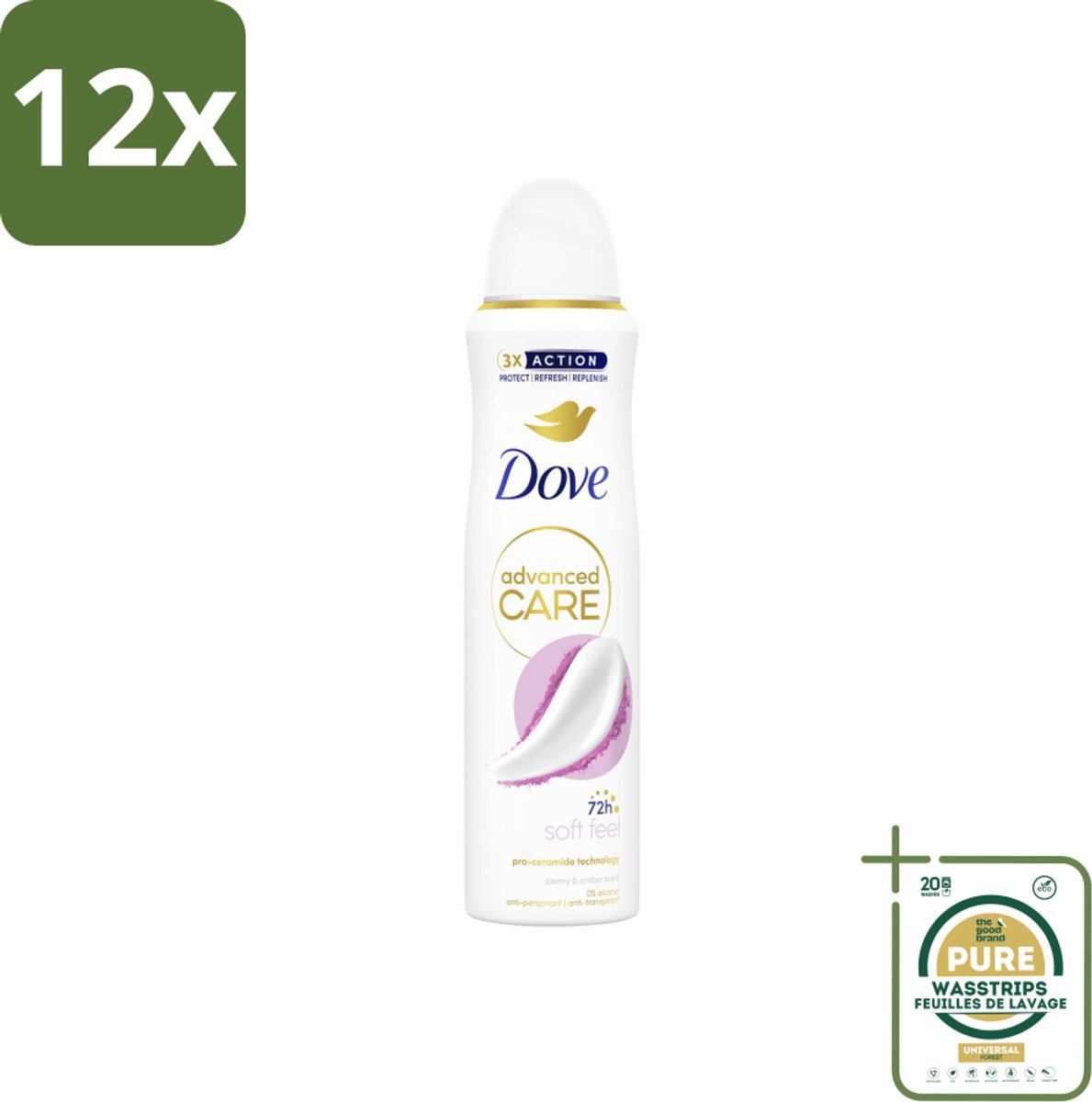 Dove Deodorant Spray - Soft Feel - 150 ml - Voordeelverpakking - 12 stuks - Deodorant spray - Zachte geur