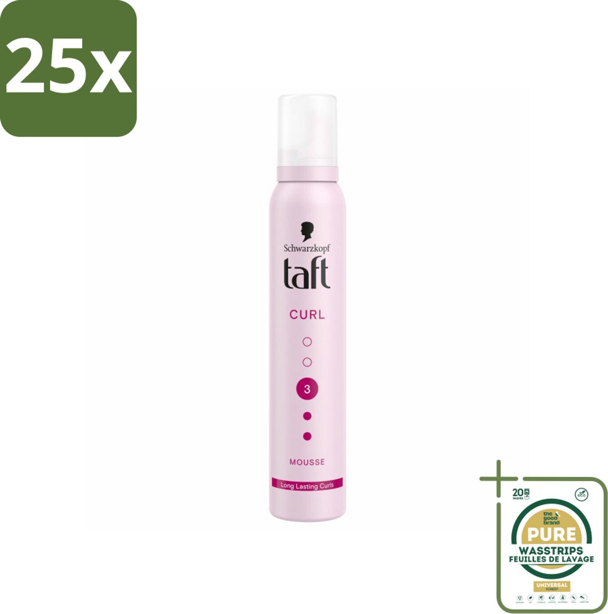 25 x Taft - Haarmousse - Curl 3 - Gedefinieerde krullen - 200 ml - Grootverpakking - Krullen - Golvend Haar - Haarmousse - Hold 3/15 - Veerkrachtige Krullen