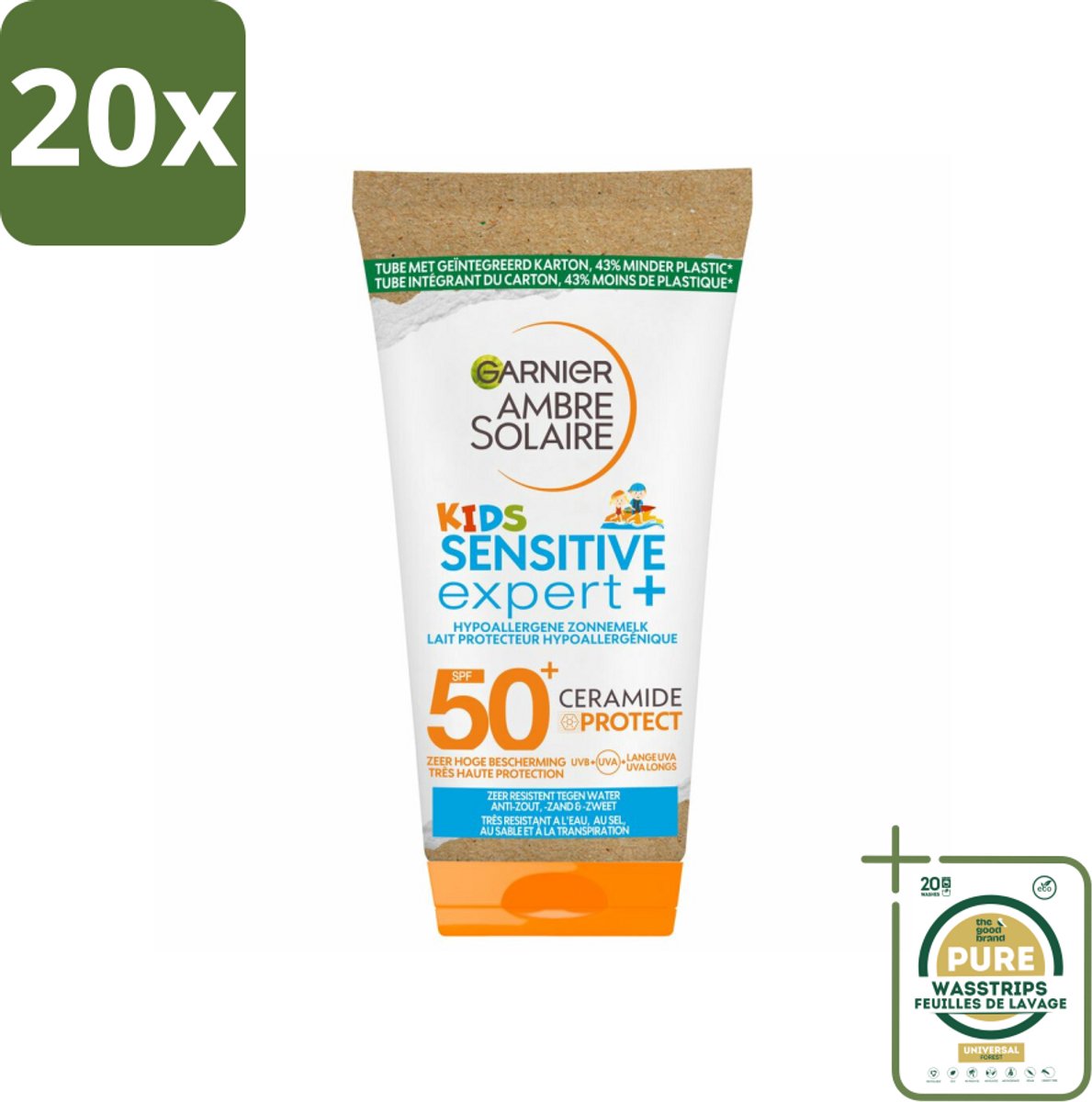 20 x Garnier - Ambre Solaire - Zonnemelk - Kids - SPF 50+ - Reisformaat - 50 ml - Grootverpakking - Zonnemelk Voor Kinderen - SPF 50+ - Kinderhuid Bescherming - Gevoelige Huid - Zonbescherming