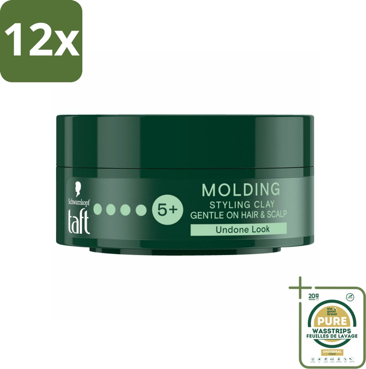 Taft - Molding Styling Clay - Hold 5+ - Vormbare hold - 75 ml - Voordeelverpakking - 12 stuks - Taft Molding Clay - Haarproducten