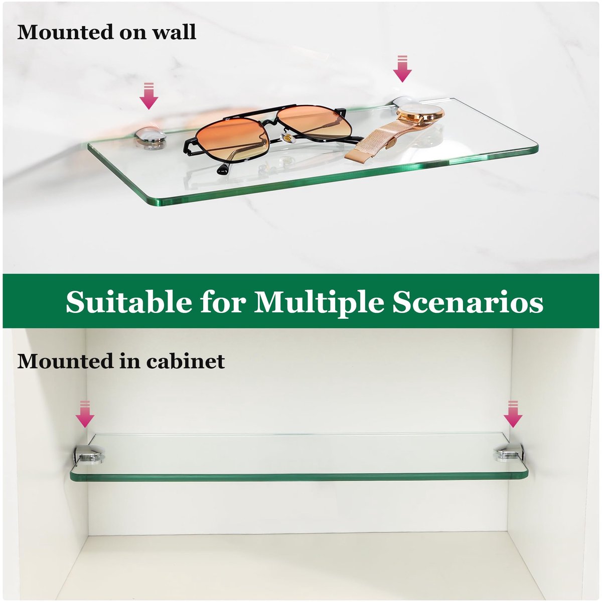 Badkamerplank 30cm - glazen wandplanken - 2 pack - perfect voor extra opbergruimte - ShopVlot