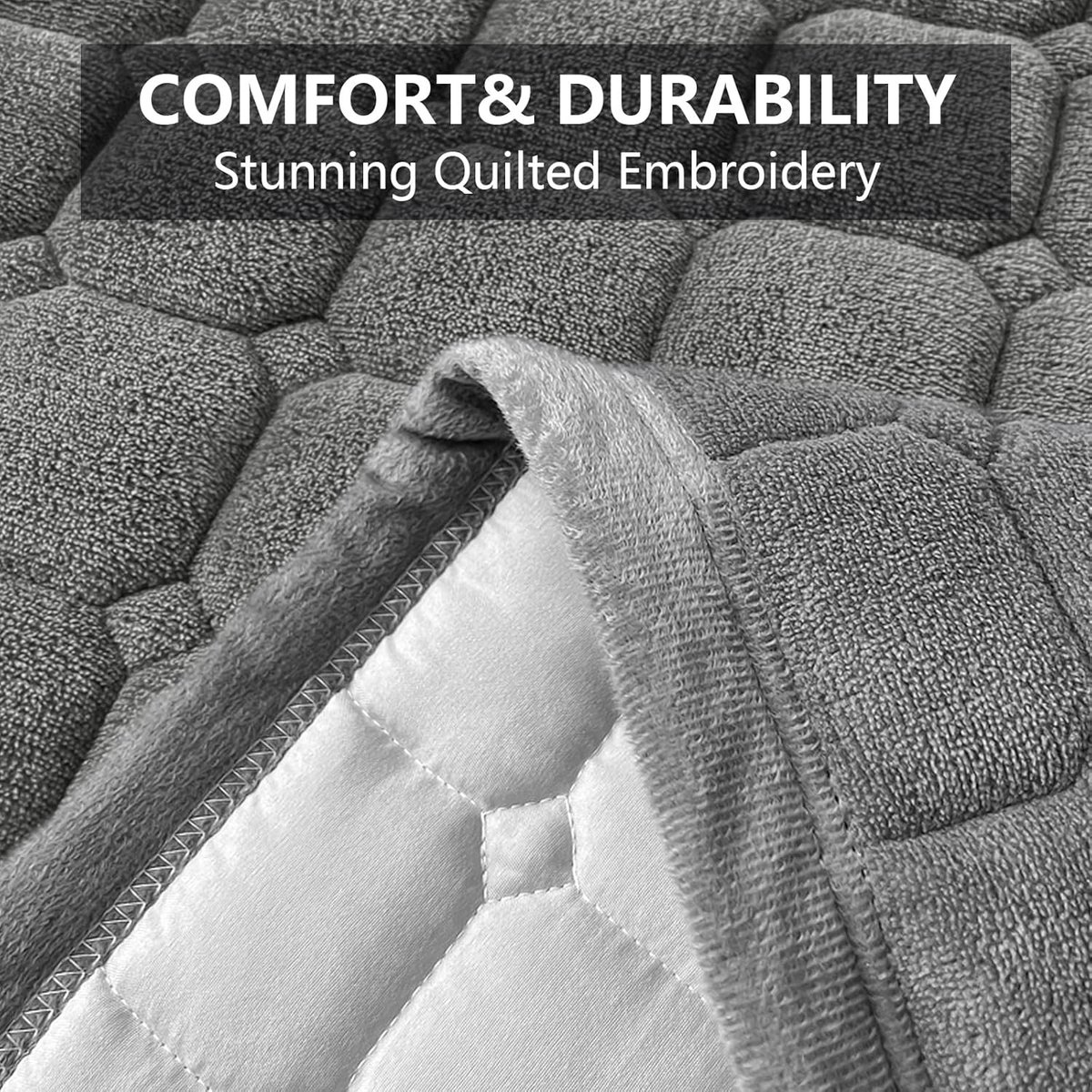 OKYUK Luxury Velvet Bedding Set, Bedspread Sofa Throw with 2 Matching Pillowcases for All Seasons (Dark Grey - ShopVlot