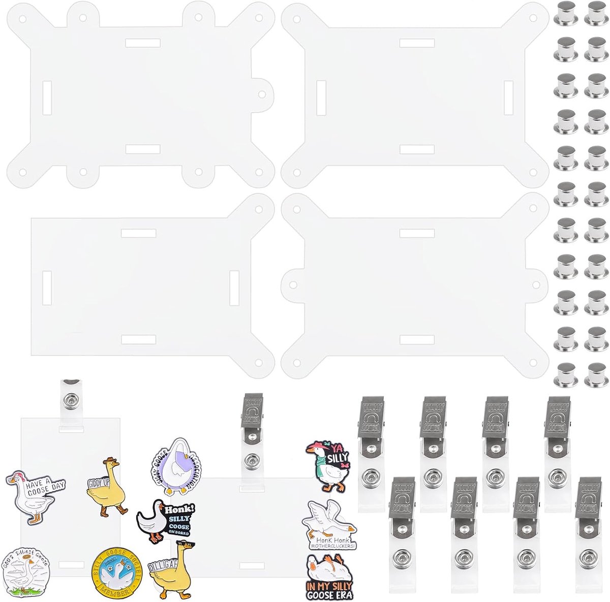 Badge Buddy Pin Houders, 8 stuks 4 Stijlen van Verpleegster Badge Pin Houder met 8 STKS Badge Clips 20 STKS - ShopVlot