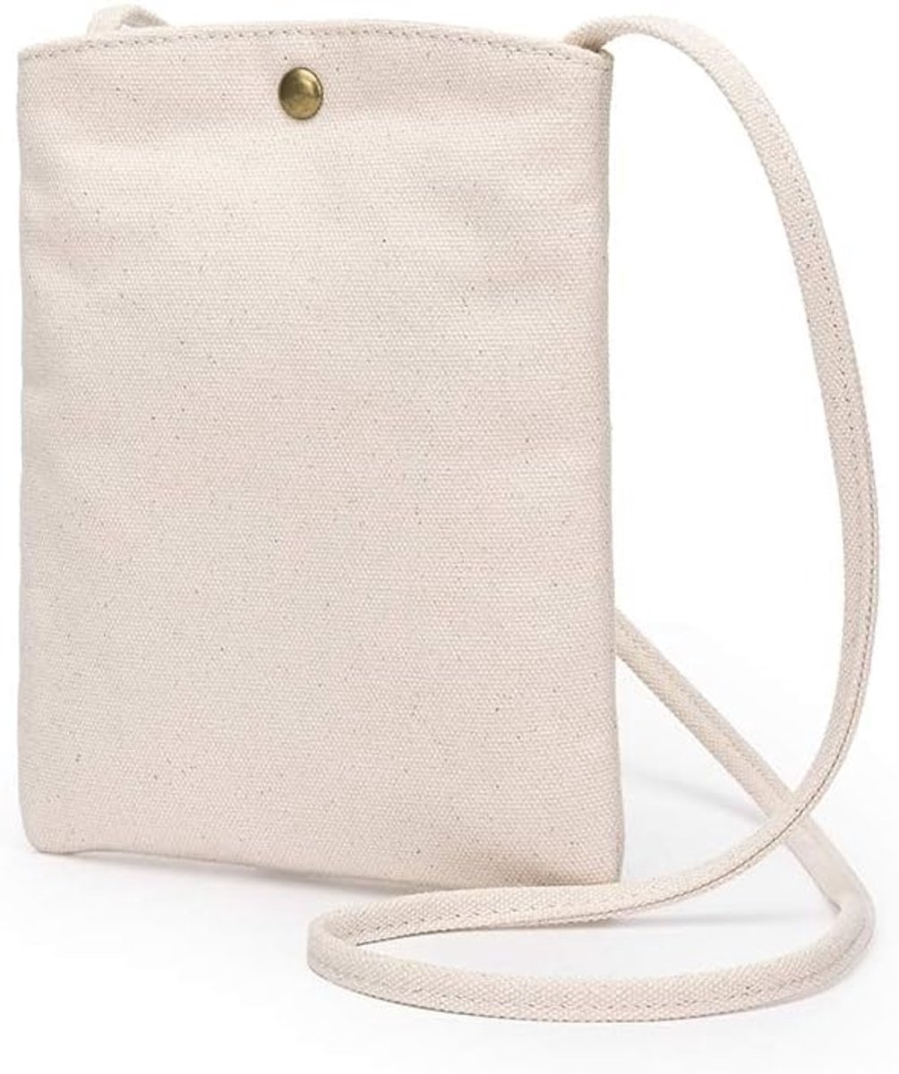 Pure cotton canvas mobile phone bag mini cloth bag INS style Japanese simple and versatile messenger small square bag - ShopVlot