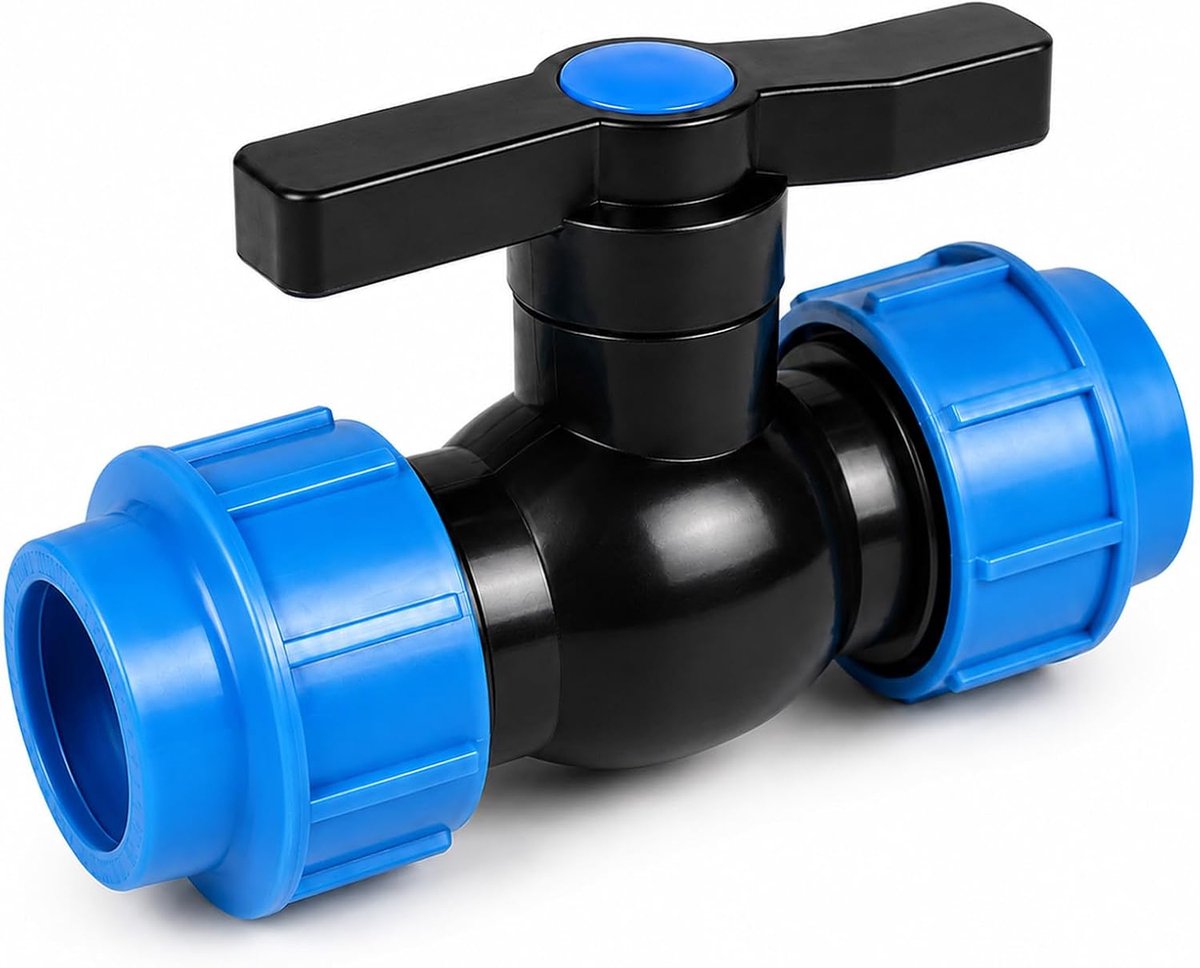 Kogelkraan voor PE buis 32 mm, PP-fitting schroefverbinding buisverbinding afsluitventiel - ShopVlot