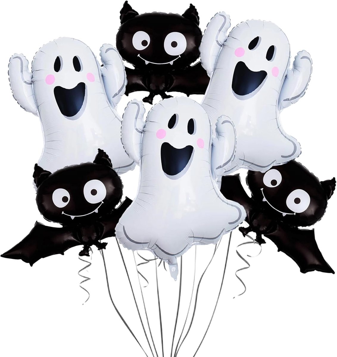 Pack of 6 Halloween Balloons, HSYWSH Ghost Foil Balloon, Bat Balloon, Party Decoration, Helium Balloons for Kids - ShopVlot