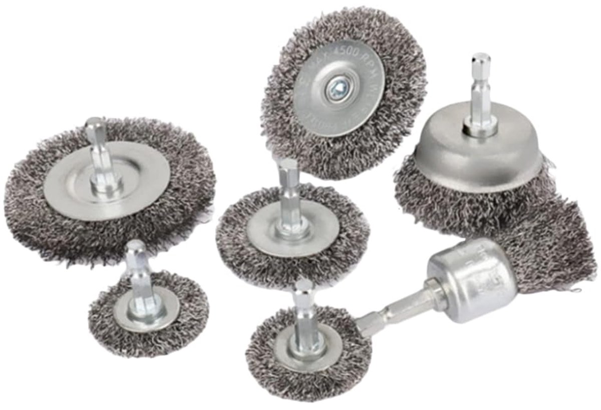 7 Pcs Wire Brush Drill Angle Grinder Set, Wire Brushes Cordless Screwdriver Grinding Brush, Wire Brushaufzet Drill - ShopVlot