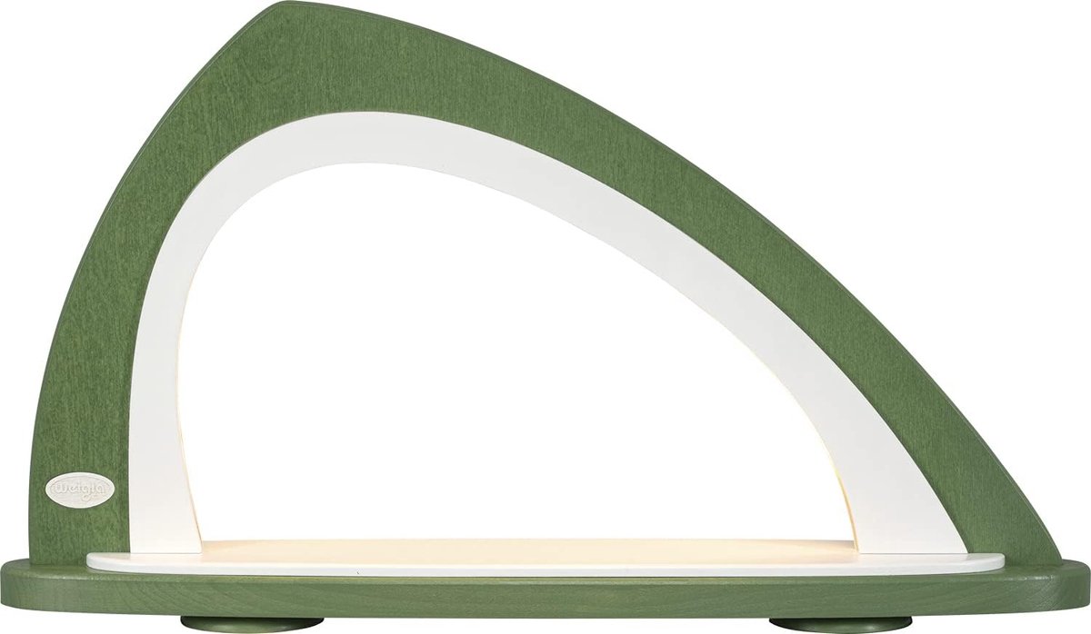 Houten kunstobject lichtboog 52x29,7 cm - asymmetrisch groen/wit - authentiek handwerk - sfeervolle decoratie - ShopVlot