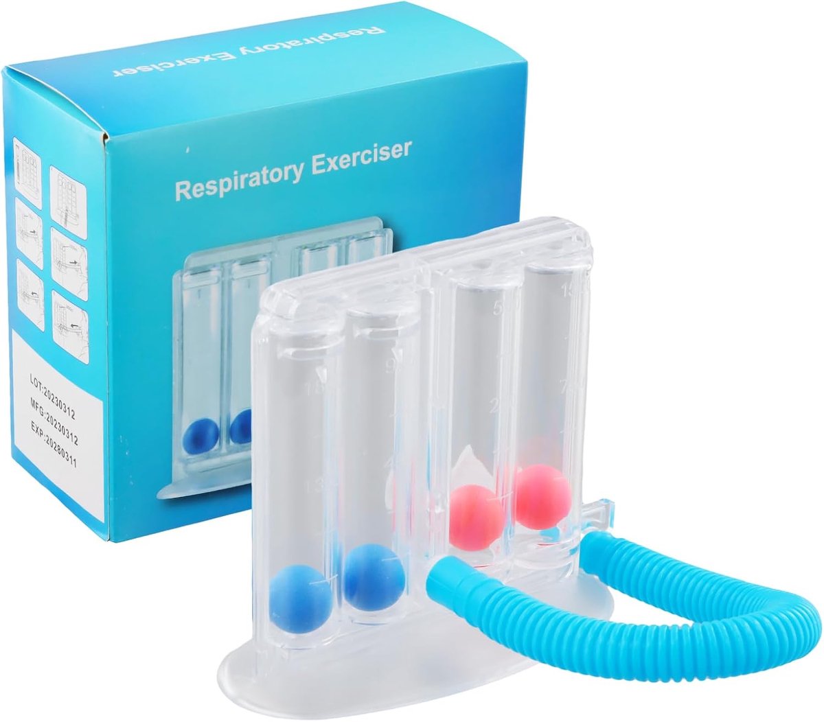 Ademhalingsapparaat 500-1800 CC - Longspirometer met 4 ballen - Diepe longademhalingstrainer - Verbeter longventilatie - ShopVlot