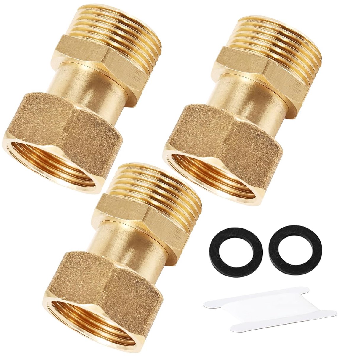 Brass screw connection G1 x G1 inch - 3 stuks messing verbindingsstukken - met afdichtringen - ShopVlot