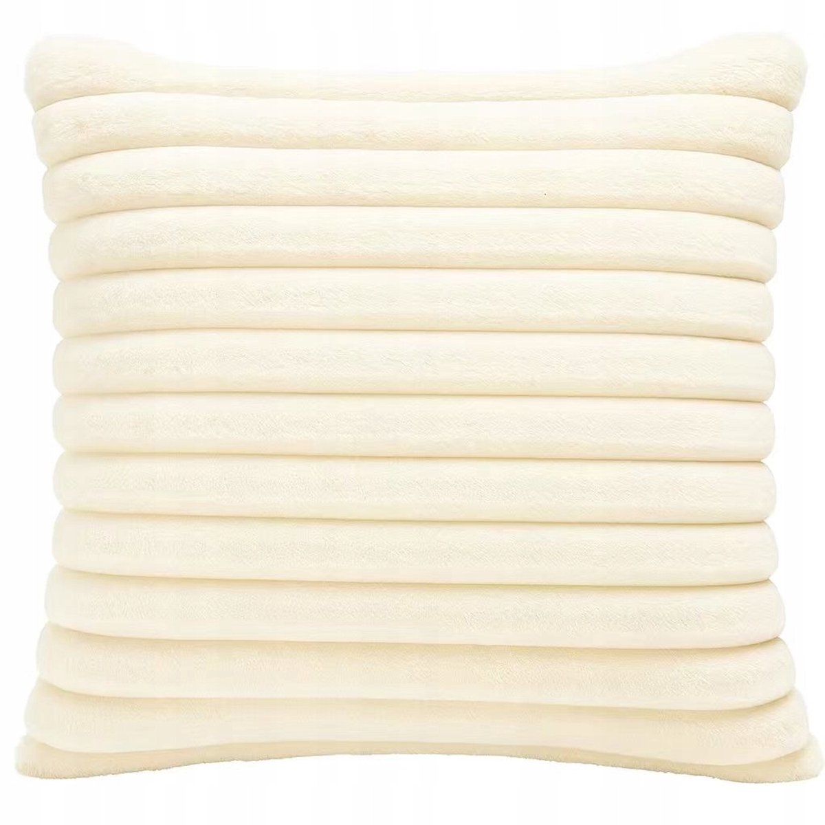 Pluche Kussenhoes 40x40 cm - Gestreept & Decoradeep - Crème