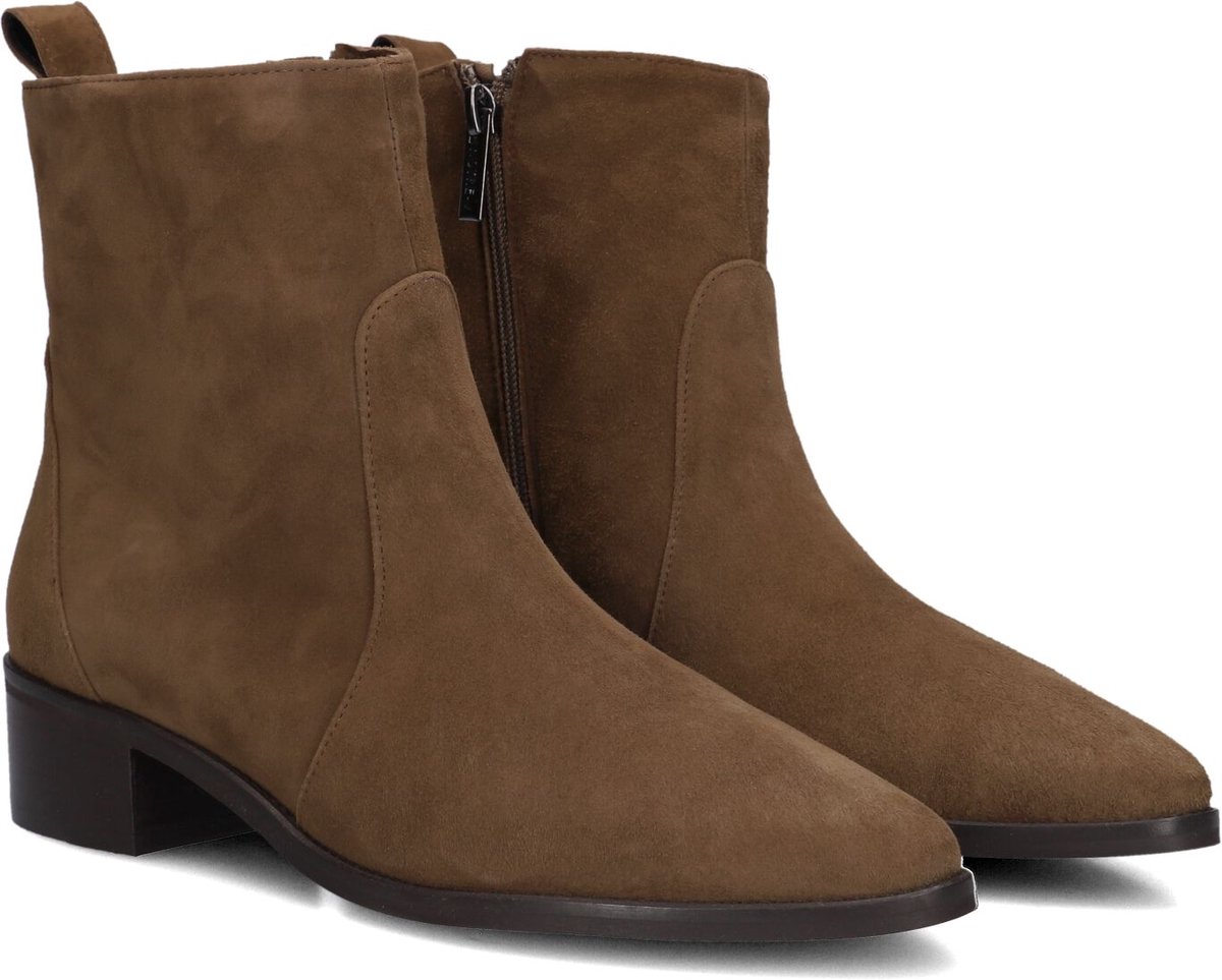 Notre-V 11038 Enkellaarsjes - Enkelboots met rits - Dames - Bruin - Maat 36