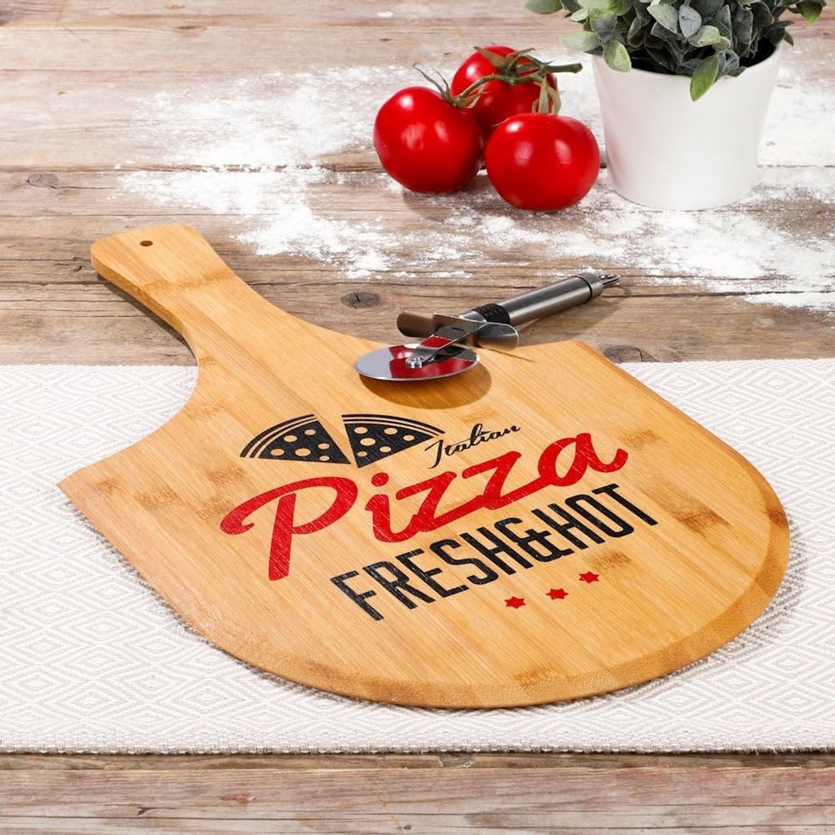 Pizza shovel Ø30 cm - bamboe met handvat - veilig in de oven - ideaal voor pizza's - ShopVlot