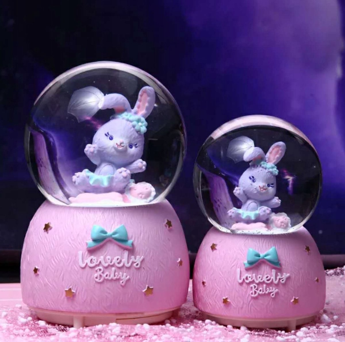 Muziekdoos Sneeuwbol met Konijn - 15cm, Magische Decoratie