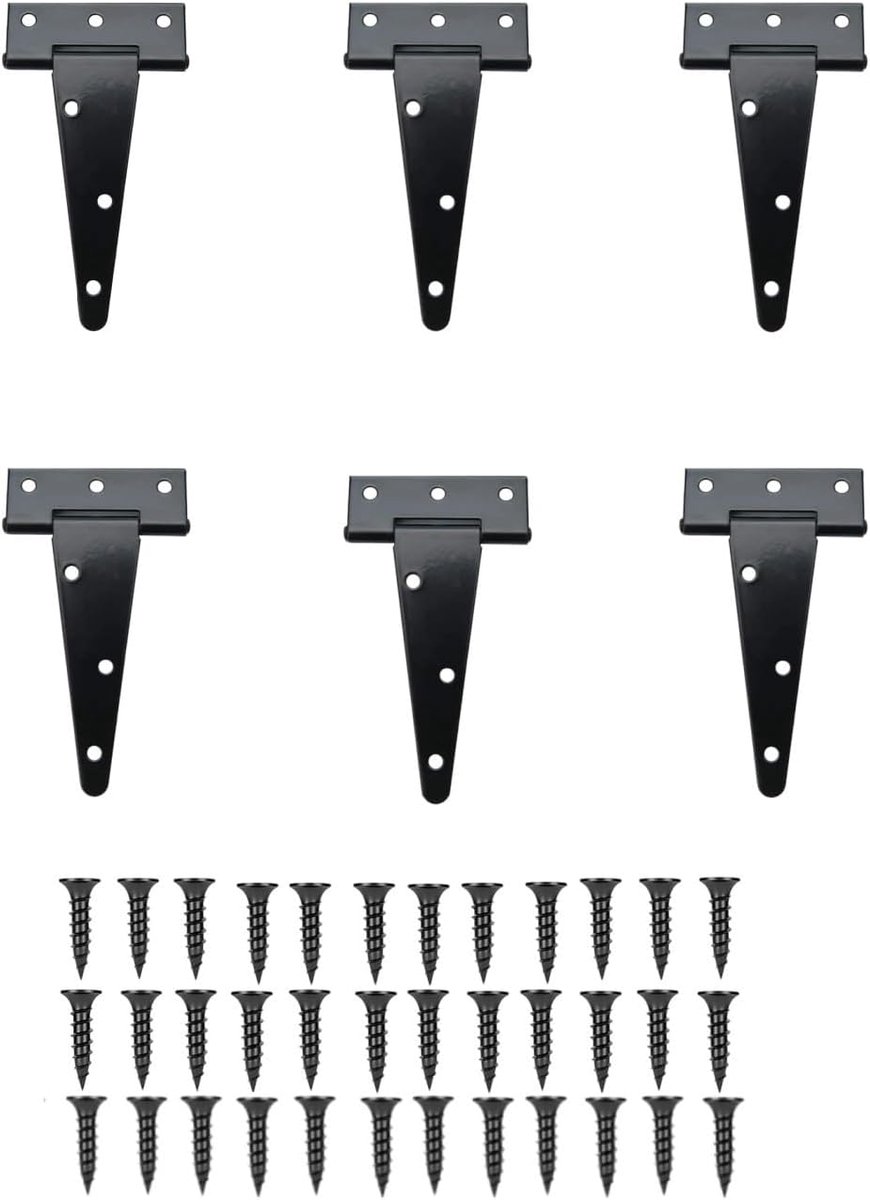 T-scharnieren 8 cm - zware metalen T-bandscharnieren - roestbestendig - ideaal voor tuinpoorten - ShopVlot