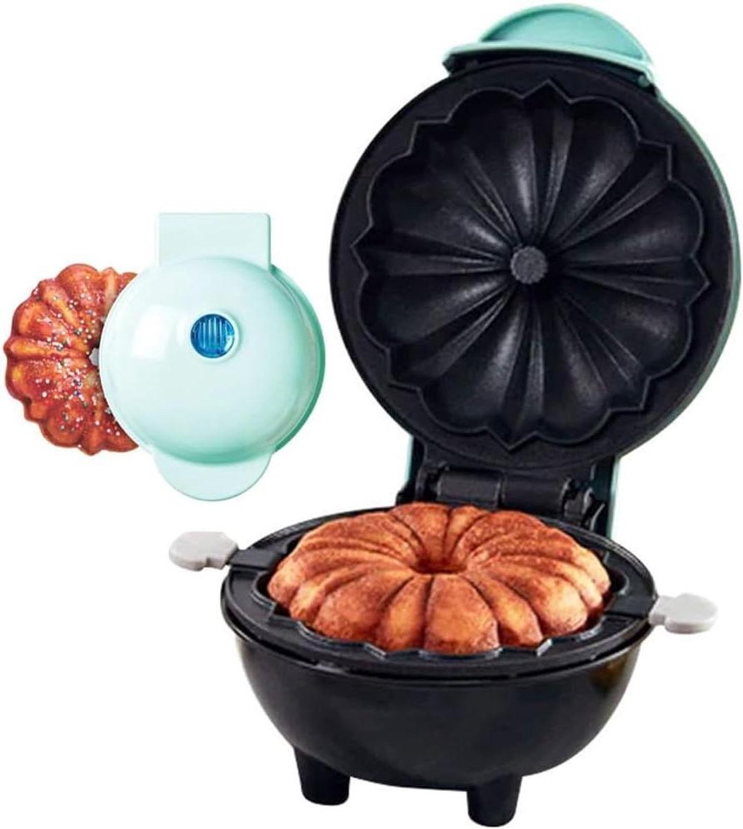 Mini Cake Maker - Apparaat voor Gebakjes - Desserts Bakken - Dubbelzijdige Verwarming - 16.5 cm - Blauw