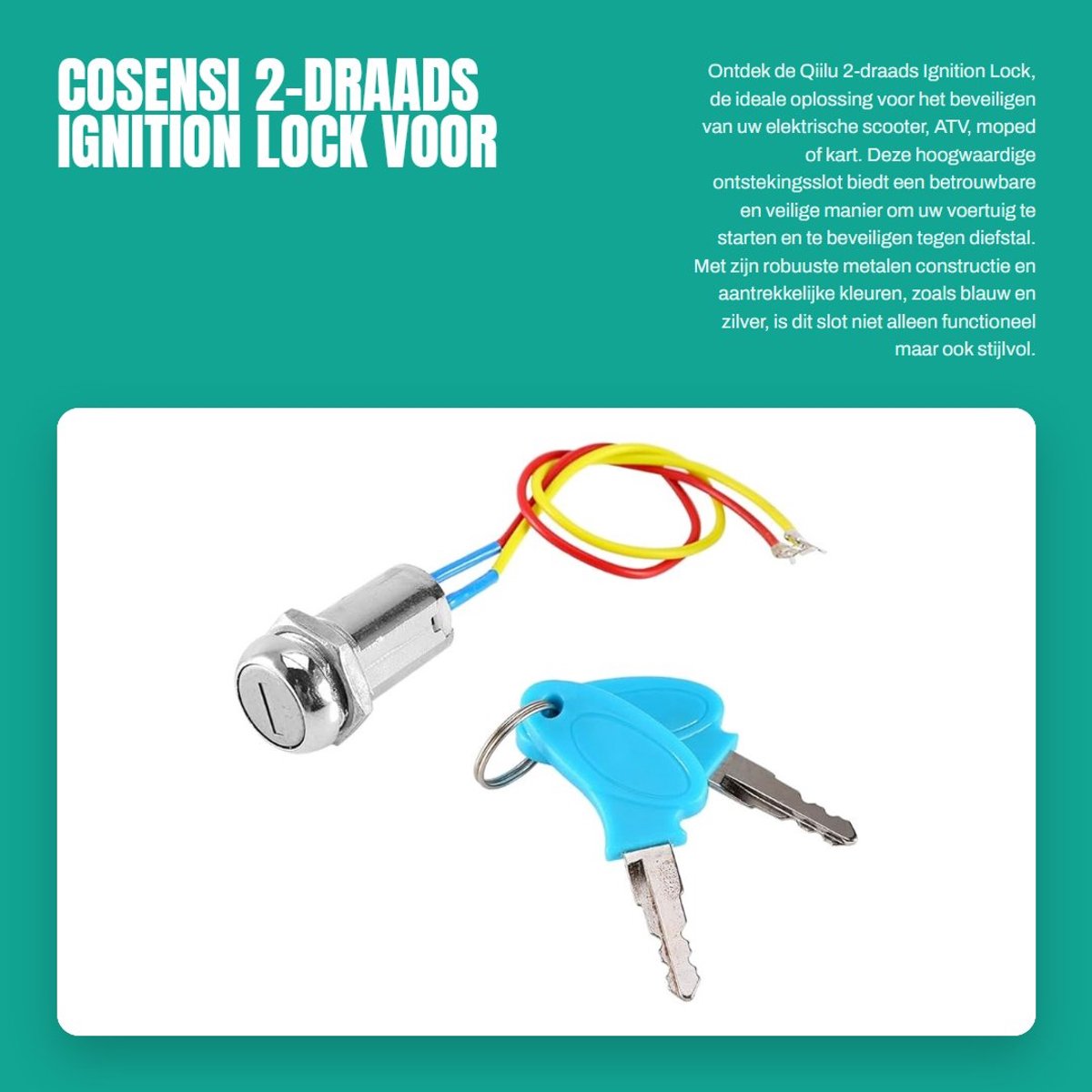 Dailygoods - 2-draads Ignition Lock voor Elektrische Scooter, ATV, Moped en Kart