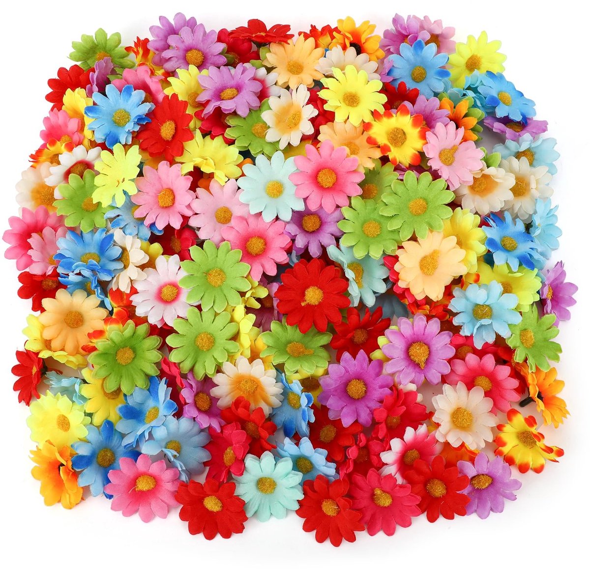 Dailygoods- Madeliefjes Kunstbloemen 100 Stuks - Zijde Bloemhoofdjes - Doe-Het-Zelf Decoratie - Bruiloft/Krans - Feest/Huis Tuindecoratie - Herbruikbaar