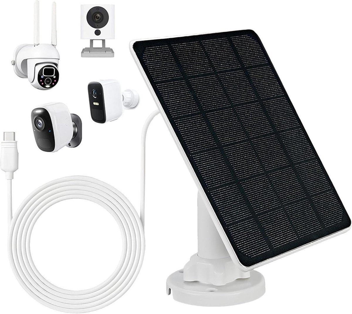 Zonnepaneel Beveiligingscamera - Camera Oplader Paneel - Continue Stroomvoorziening - IP66 Waterdicht Ontwerp - 20 x 15 x 5 cm