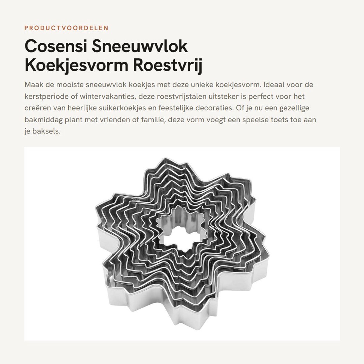 Dailygoods- Uitsteker Sneeuwvlok - Roestvrij Stalen Koekjesvorm - Herbruikbaar - 9 Sets - Perfect voor Kerstmis - Ideaal voor Kinderen