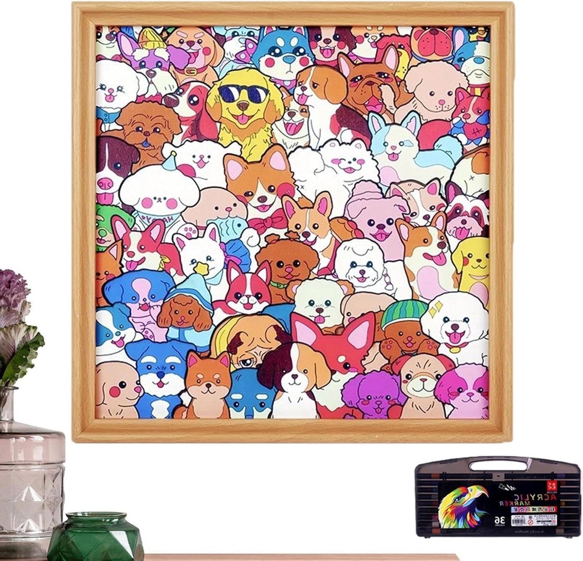 Kleur Je Eigen Puzzel - Creatieve Knutselset - Artistieke Ontwikkeling - Houten Papier Materiaal - 318 x 316 cm