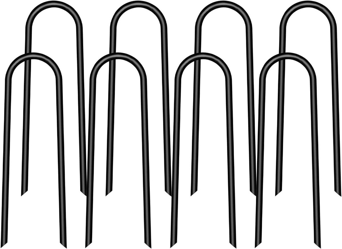 Grondharingen U-vorm - Zware haringen - Buiten Beveiligen - Robuuste metalen constructie - Set van 8 stuks - Zwart