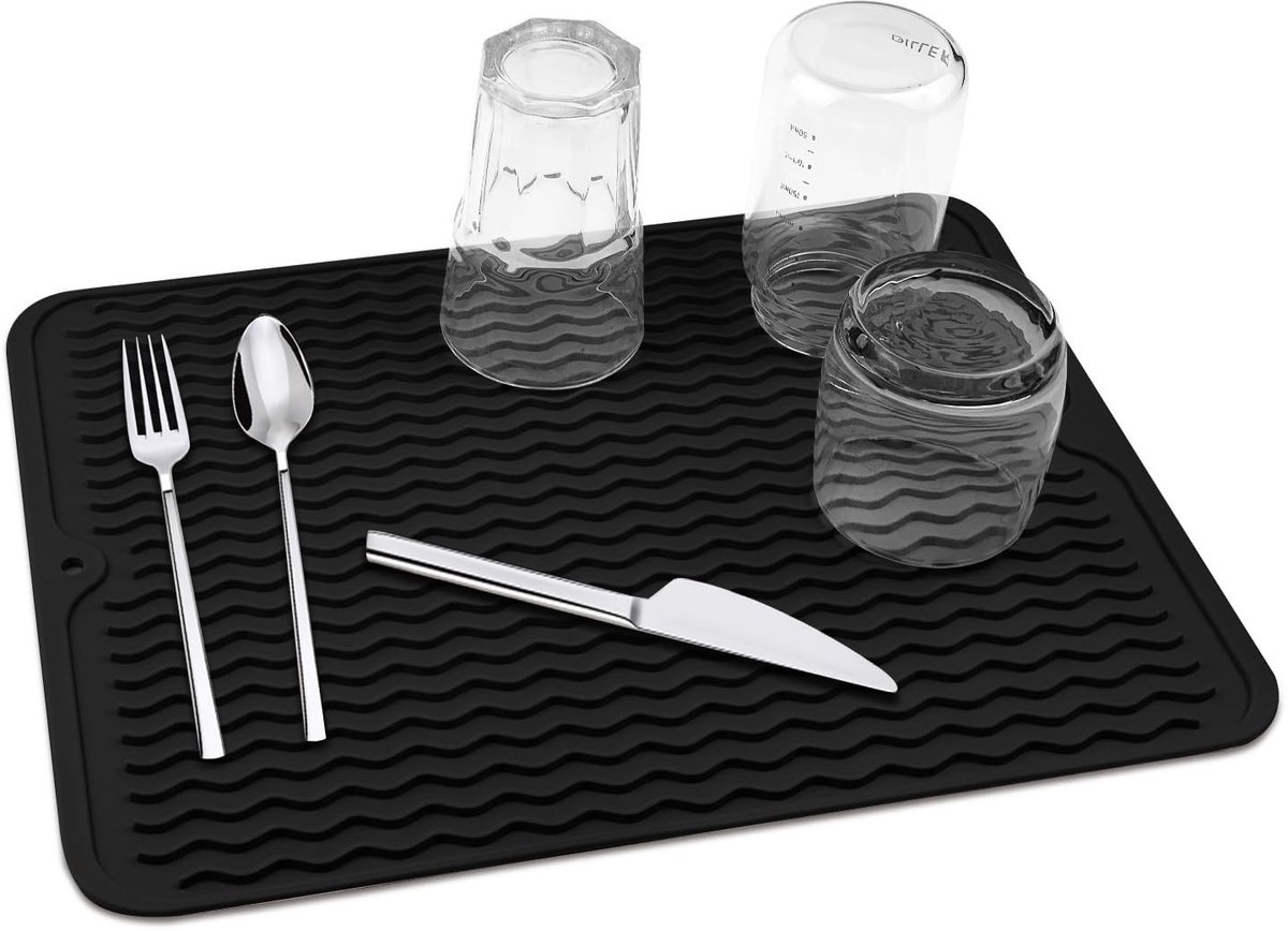 Dailygoods- Afdruipmat Siliconen - Antislip - Hittebestendig - 40 × 30 cm - Gemakkelijk Schoon te Maken - Voor Servies en Keukengerei - Afwasmat